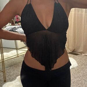 Black Sheer Halter Top